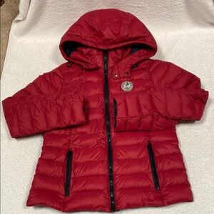 Basoe fouse red puffer removable hood packable winter jacket large